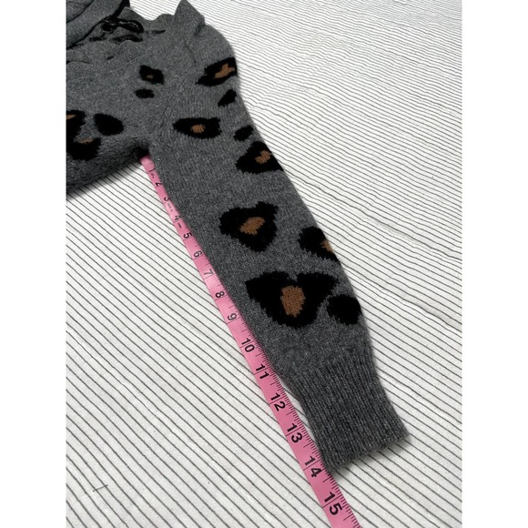 360 Cashmere Gray Leopard Print Cardigan - Picture 4 of 7